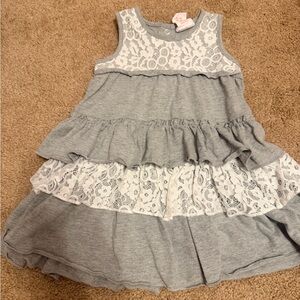 Savannah Grey Layered Lace Ruffle Dress